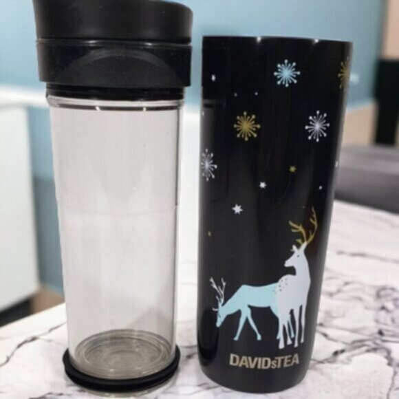 David's Tea Iced Tea Press Winter Pattern 16 Ounce Travel Cup - Picture 2 of 13